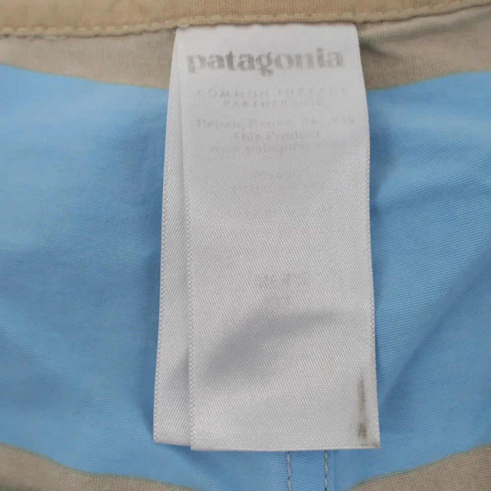 Patagonia‎ Minimalist Wavefarer Striped Board Shorts Blue Tan Mens Size 33
